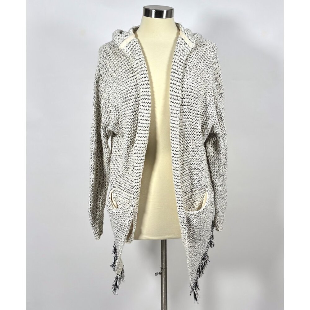 Free People Love Me Tender Fringe Open Front Hooded Cardigan Cotton - Medium - Picture 2 of 6